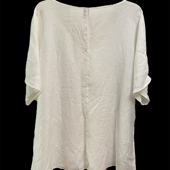 NWOT EMERY ROSE V-Neck Button Summer Blouse White 2X Layered Wrap Asymmetrical - Picture 9 of 9